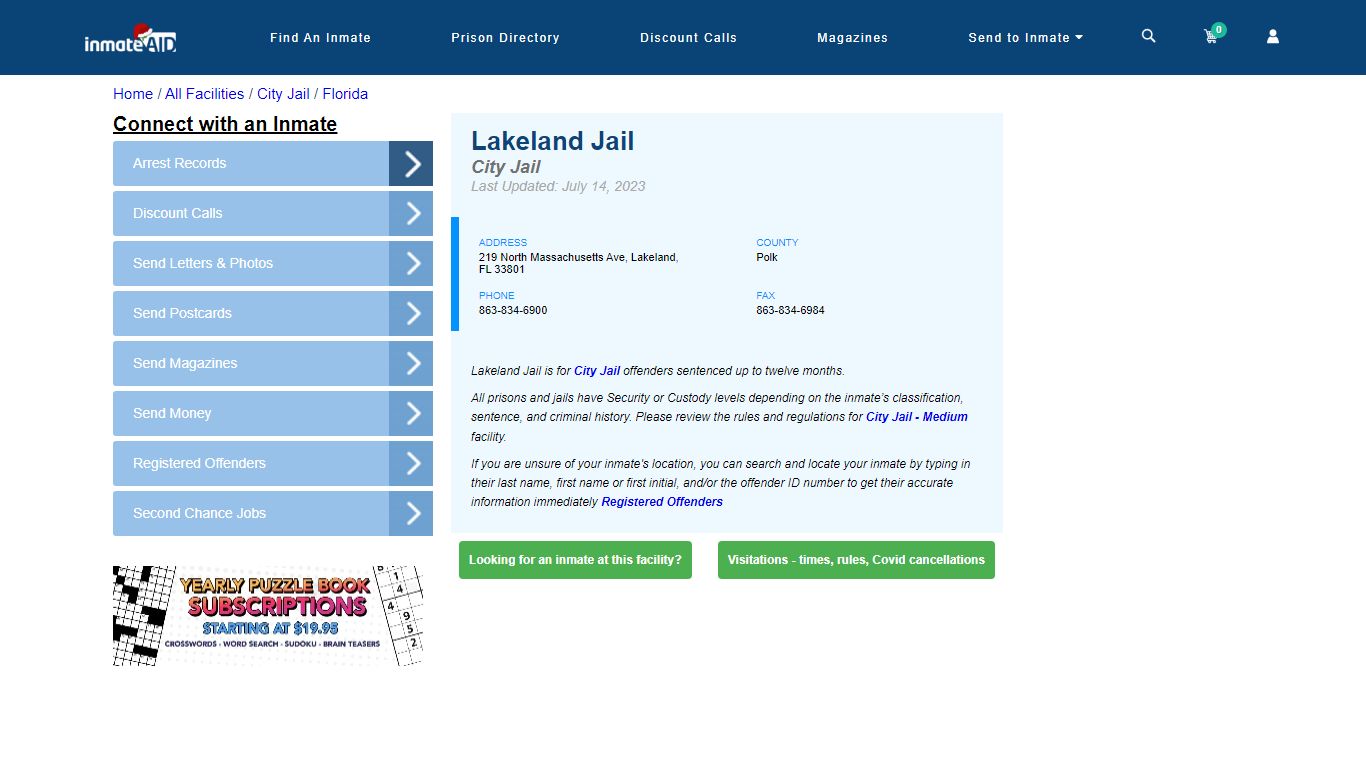 Lakeland Jail | Inmate Locator