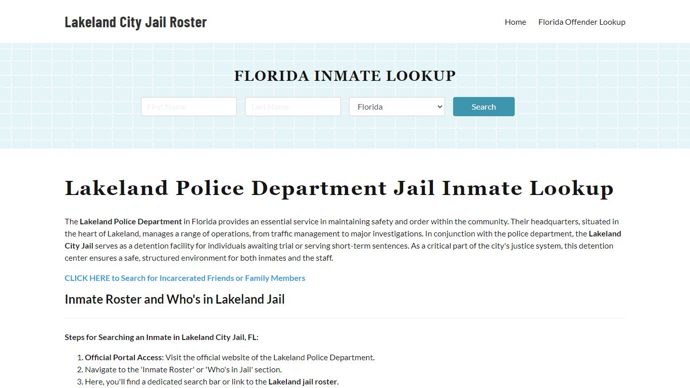 Lakeland Police Department & City Jail, FL Inmate Roster, Arrests, Mugshots